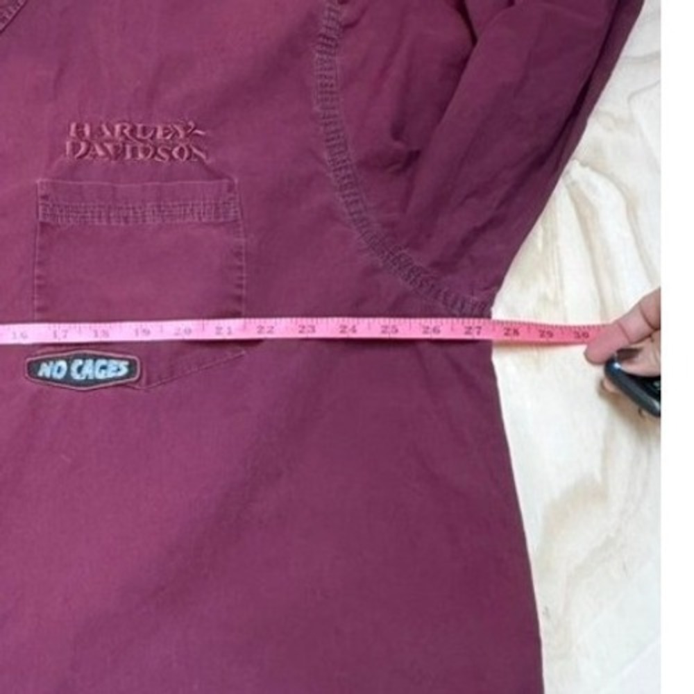 Harley Davidson Mens XXL Long Sleeve Button Down Shirt Burgundy No Cages Patches - Picture 5 of 11